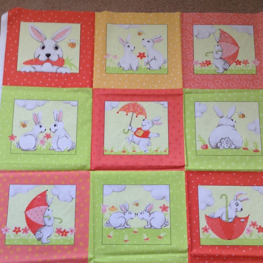 World of Susybee Design # SB20181 Cotton Fabric Panel Bunny Rabbits Quilting - Picture 3 of 5